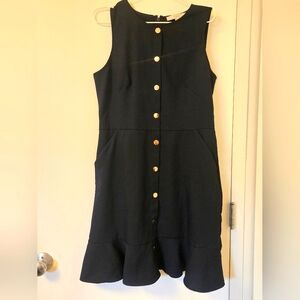Loft Navy Blue Sleeveless Dress with‎ Gold Buttons